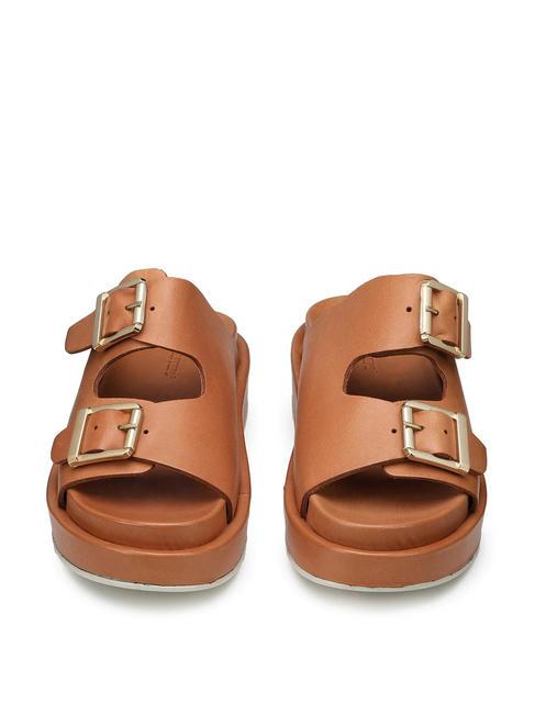 CATALINA Sandale chausson haut en cuir Cognac - Chaussures Femme
