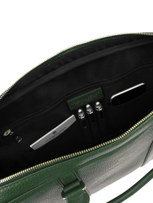 TIFFANY Mallette en cuir pour ordinateur portable 15" vert fonc&eacute; - Porte Documents Travail