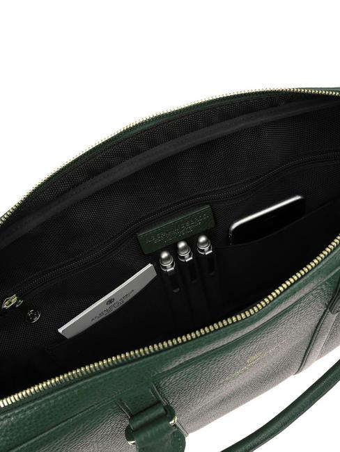 TIFFANY Mallette en cuir pour ordinateur portable 14" vert fonc&eacute; - Porte Documents Travail