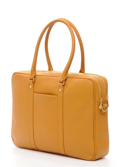 TIFFANY Porte-documents en cuir 2 zips, porte-ordinateur 15" moutarde - Porte Documents Travail