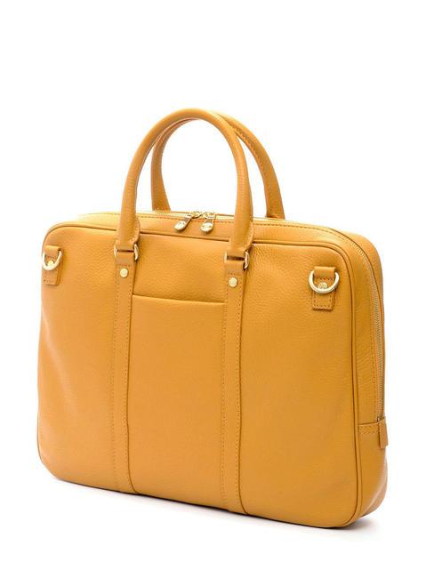 TIFFANY Mallette en cuir pour ordinateur portable 14" moutarde - Porte Documents Travail