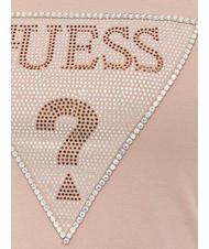GUESS TRIANGLE CRYSTAL LOGO T-shirt en coton avec strass teinte biscuit - T-shirt - 3
