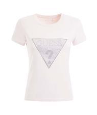 GUESS TRIANGLE CRYSTAL LOGO T-shirt en coton avec strass rose discret - T-shirt - 3