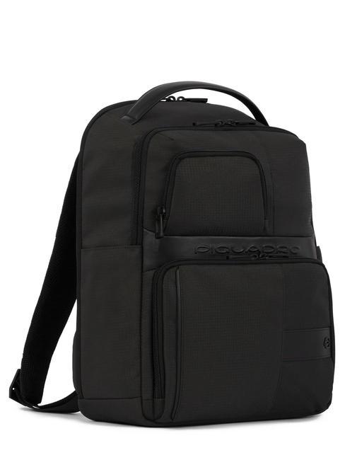 WOLLEM Sac à dos en cuir et tissu, support ordinateur 14" Noir - Sacs à dos pour ordinateur portable