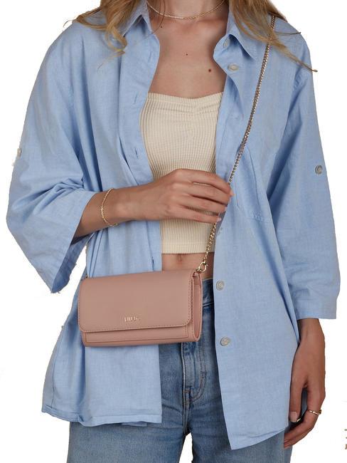 CALIWEN Portefeuille sac &agrave; bandouli&egrave;re p&ecirc;ches douces - Portefeuilles Femme