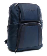 PIQUADRO WALLABY Sac à dos en cuir et tissu, support pc 14" bleu - Sacs à dos pour ordinateur portable - 2