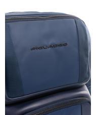 PIQUADRO WALLABY Sac à dos en cuir et tissu, support pc 14" bleu - Sacs à dos pour ordinateur portable - 3