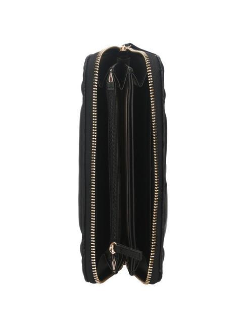 LOGO QUILTED Grand portefeuille zipp&eacute; autour noir - Portefeuilles Femme