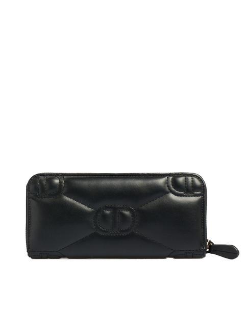 LOGO QUILTED Grand portefeuille zipp&eacute; autour noir - Portefeuilles Femme