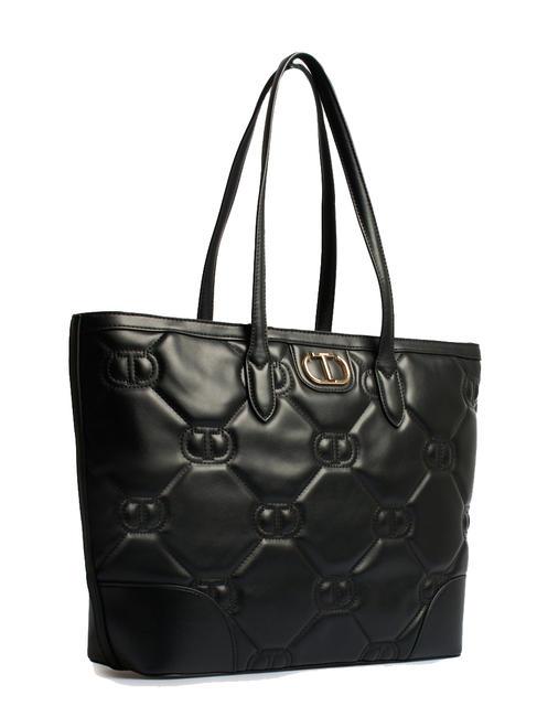 LOGO QUILTED Sac cabas port&eacute; &eacute;paule noir - Sacs pour Femme