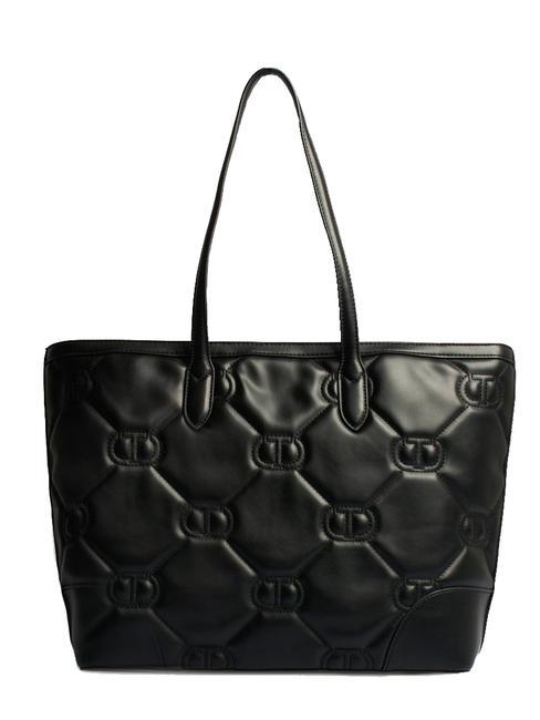 LOGO QUILTED Sac cabas port&eacute; &eacute;paule noir - Sacs pour Femme