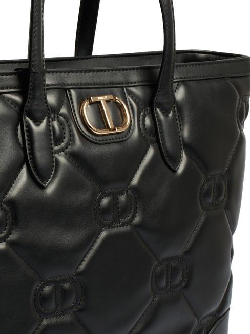 LOGO QUILTED Sac cabas port&eacute; &eacute;paule noir - Sacs pour Femme