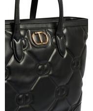 TWINSET LOGO QUILTED Sac cabas port&eacute; &eacute;paule noir - Sacs pour Femme - 5