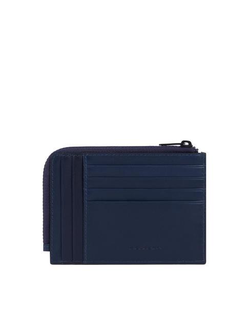 W122 Porte-monnaie et carte en cuir bleu - Portefeuilles Homme