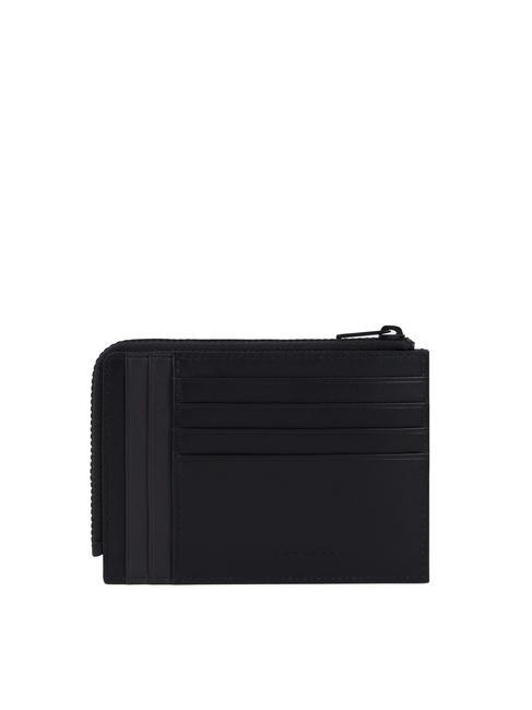 W122 Porte-monnaie et carte en cuir Noir - Portefeuilles Homme