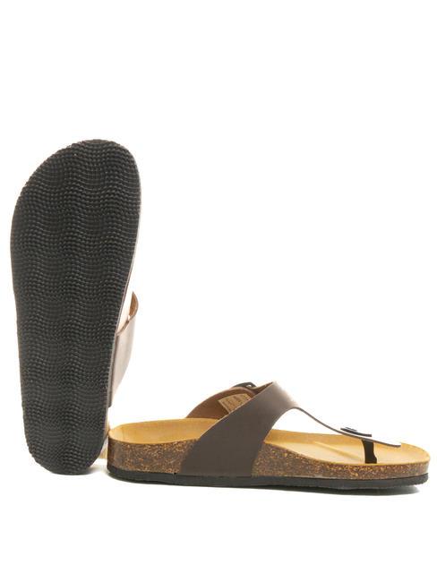 VEGA Tongs en cuir su&eacute;d&eacute; marron fonc&eacute; - Chaussures Femme