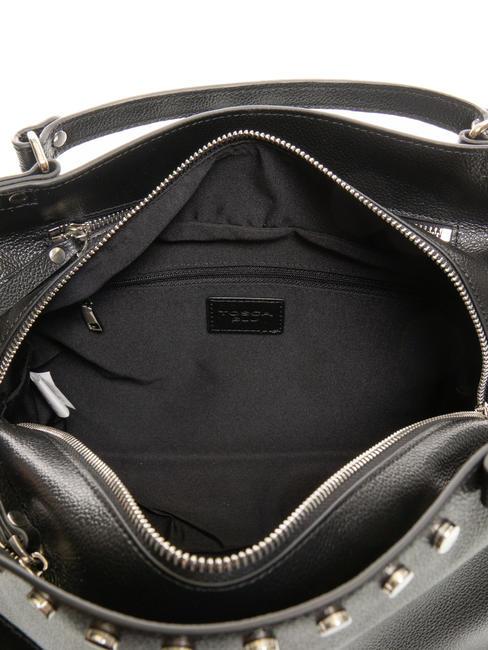 CONFETTI Sac malle en cuir avec bandouli&egrave;re Noir - Sacs pour Femme