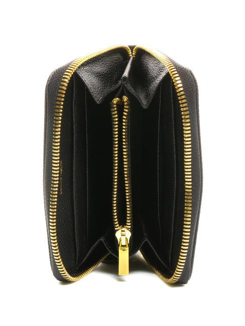 BASIC Portefeuille moyen en cuir zipp&eacute; sur tout le pourtour Noir - Portefeuilles Femme