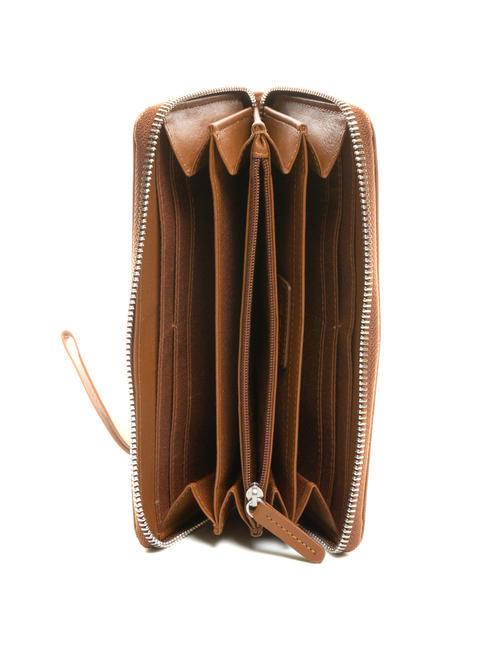 BASIC Portefeuille en cuir zipp&eacute; MARRON - Portefeuilles Femme