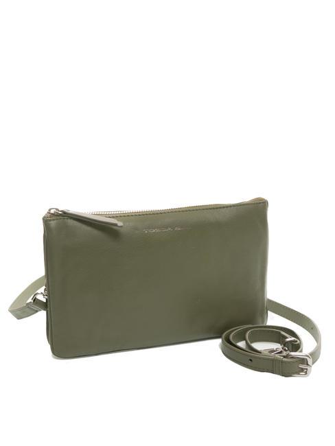 BASIC Sac bandouli&egrave;re en cuir olive verte - Sacs pour Femme