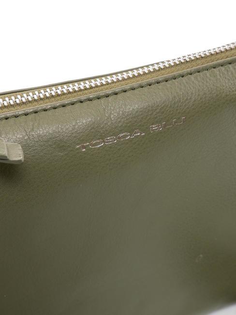 BASIC Sac bandouli&egrave;re en cuir olive verte - Sacs pour Femme