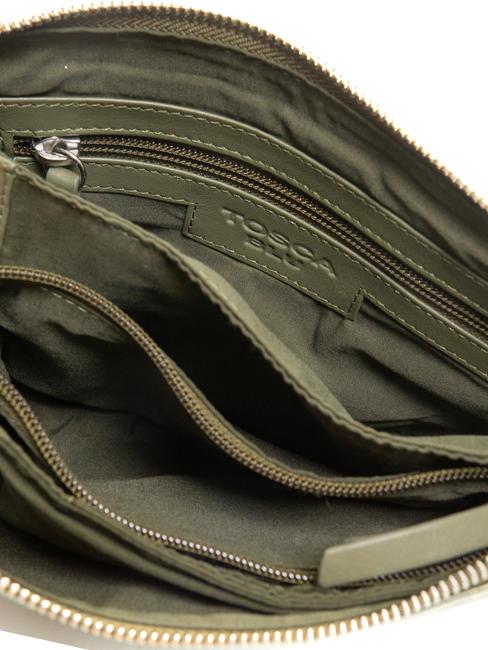 BASIC Sac bandouli&egrave;re en cuir olive verte - Sacs pour Femme