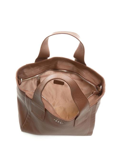 FRAPPE Sac moyen en cuir avec bandouli&egrave;re DarkBrown - Sacs pour Femme