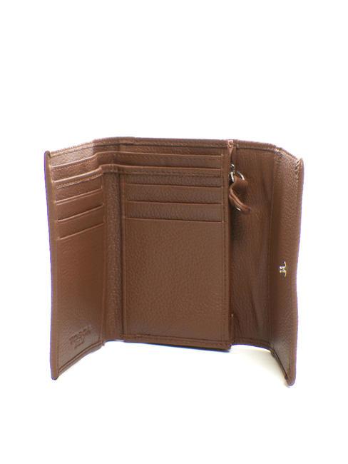FRAPPE Portefeuille en cuir &agrave; rabat DarkBrown - Portefeuilles Femme