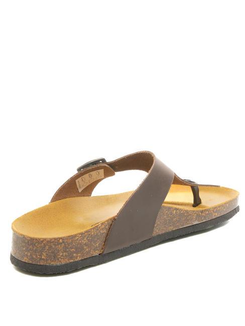 VEGA Tongs en cuir su&eacute;d&eacute; marron fonc&eacute; - Chaussures Femme
