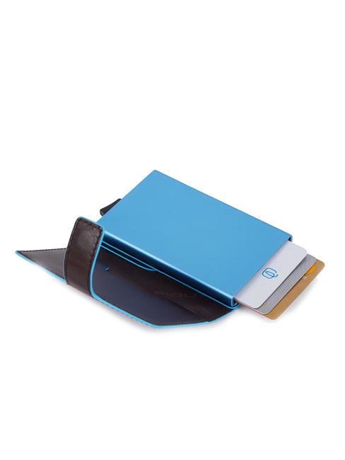 BLUE SQUARE Porte-cartes de cr&eacute;dit en cuir et m&eacute;tal ACAJOU - Portefeuilles Homme