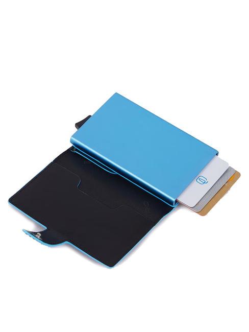 BLUE SQUARE Porte-cartes de crédit en cuir et métal Noir - Portefeuilles Homme