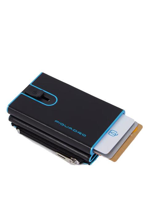 BLUE SQUARE Portefeuille en cuir avec syst&egrave;me coulissant Noir - Portefeuilles Homme
