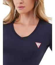 GUESS MINI TRIANGLE T-shirt col V bleu noirci - T-shirt - 3
