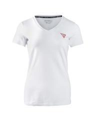 GUESS MINI TRIANGLE T-shirt col V blanc pur - T-shirt - 5