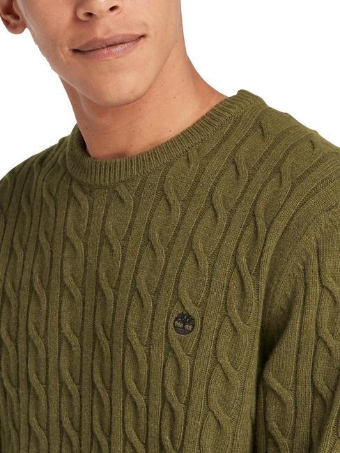 P-B LAMBWOOL Pull ras du cou en laine m&eacute;lang&eacute;e sombreolive - Pulls pour hommes