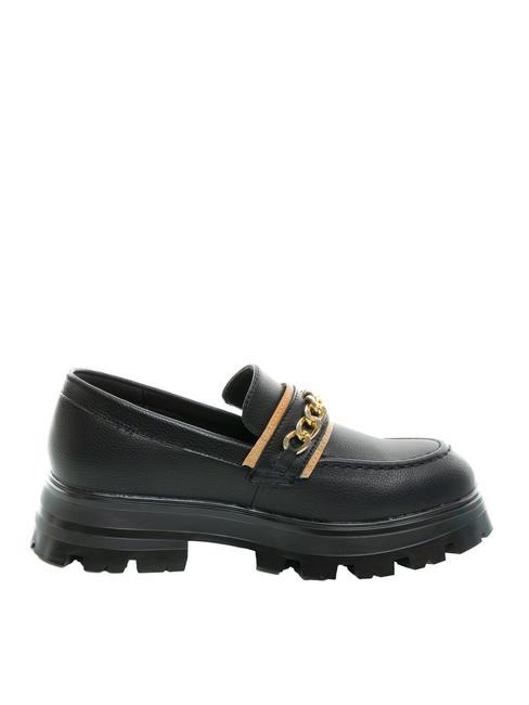 GEO CLASSIC Mocassin plateforme avec cha&icirc;ne Noir - Chaussures Femme