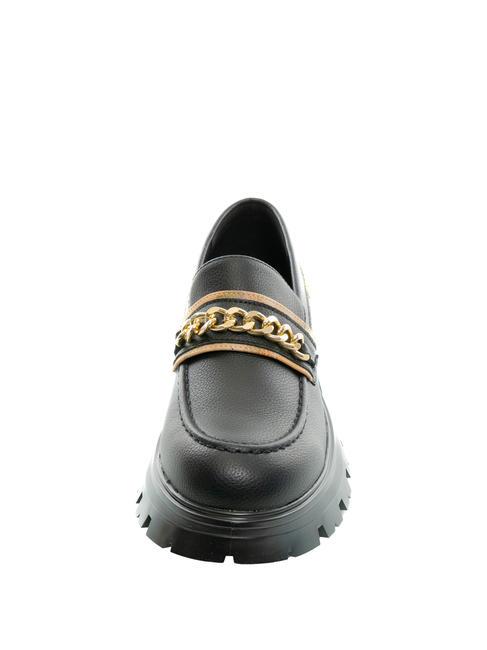 GEO CLASSIC Mocassin plateforme avec cha&icirc;ne Noir - Chaussures Femme