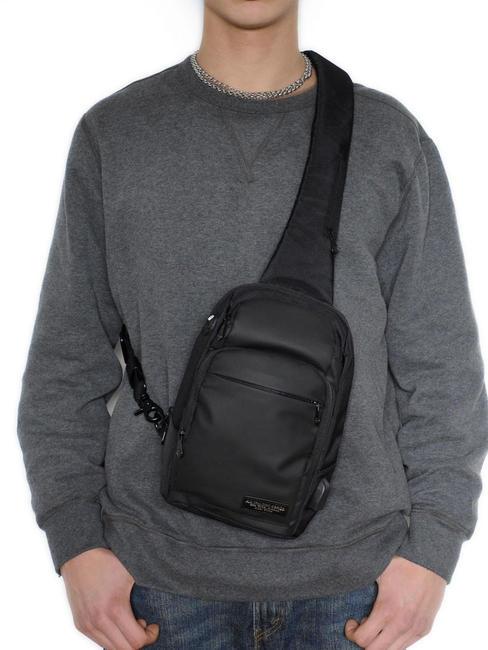 BULLY Sac &agrave; dos &agrave; une &eacute;paule noir - Sacs en Bandouli&egrave;res pour Homme