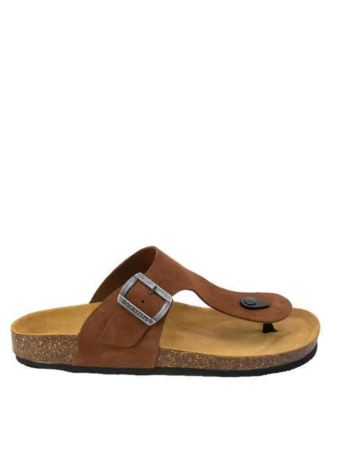 VEGA Sandale tong en daim le tabac - Chaussures Homme