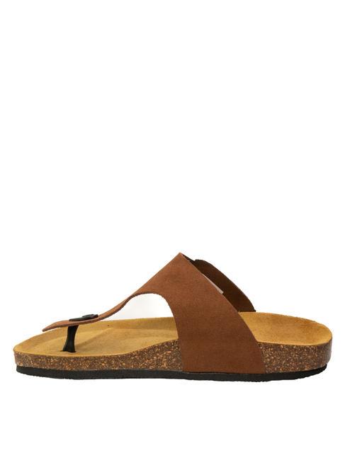 VEGA Sandale tong en daim le tabac - Chaussures Homme