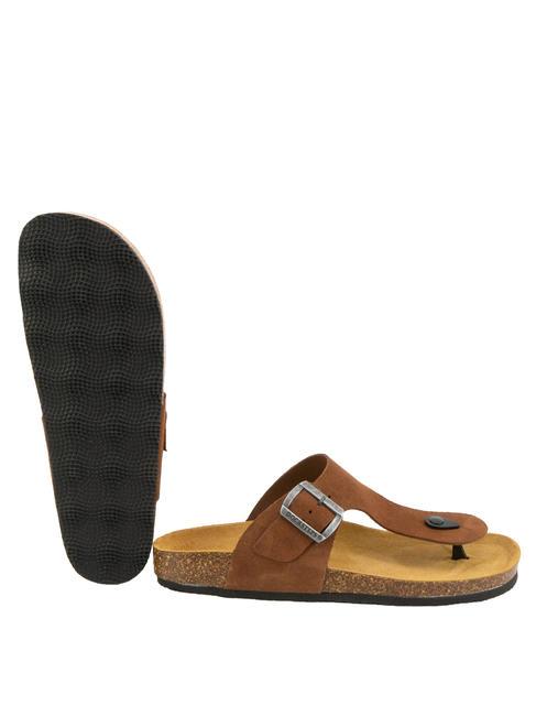 VEGA Sandale tong en daim le tabac - Chaussures Homme