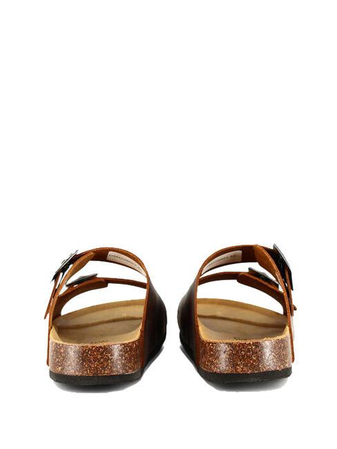 VEGA Sandale en cuir &agrave; double boucle marron fonc&eacute; - Chaussures Homme
