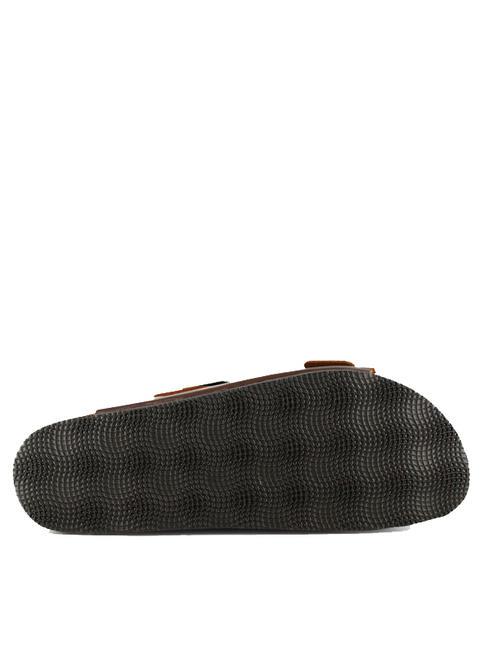 VEGA Sandale en cuir &agrave; double boucle marron fonc&eacute; - Chaussures Homme
