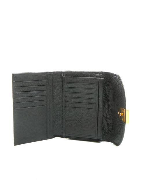 BLOSSOM Portefeuille en cuir grain&eacute; moyen Noir - Portefeuilles Femme