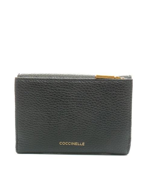 BLOSSOM Portefeuille en cuir grain&eacute; moyen Noir - Portefeuilles Femme