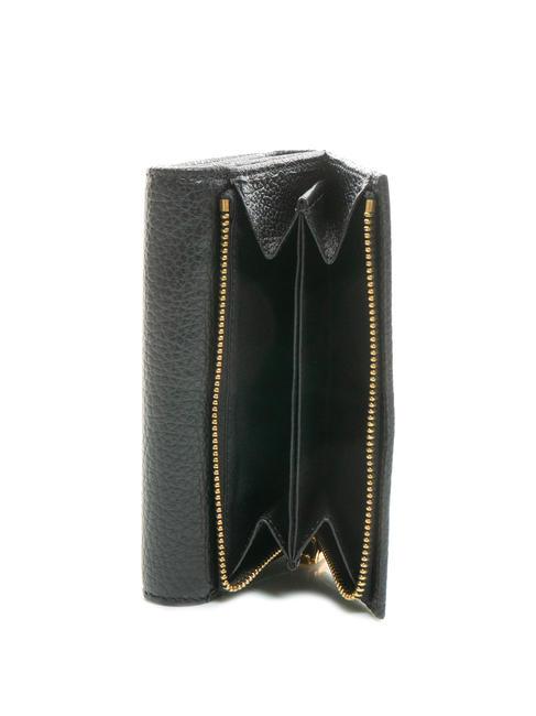 BLOSSOM Portefeuille en cuir grain&eacute; moyen Noir - Portefeuilles Femme