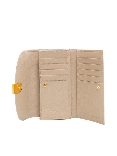 BLOSSOM Grand portefeuille en cuir textur&eacute; rose poudr&eacute; - Portefeuilles Femme