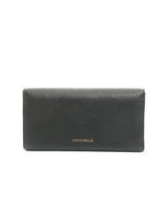 COCCINELLE BLOSSOM Grand portefeuille en cuir textur&eacute; Noir - Portefeuilles Femme - 3