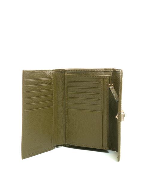 DORA Petit portefeuille en cuir textur&eacute; Loden - Portefeuilles Femme