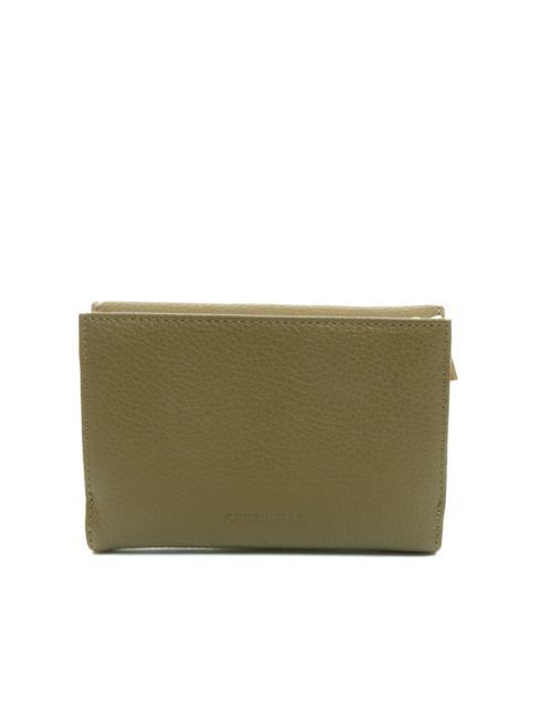 DORA Petit portefeuille en cuir textur&eacute; Loden - Portefeuilles Femme
